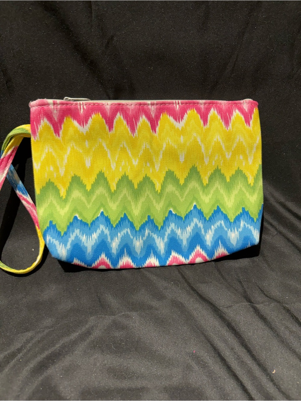 Vibrant Multicolor Zigzag Wristlet Clutch - Pink, Yellow, Green, Blue
